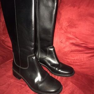 LL Bean Tall Black Leather Boots Size 7.5